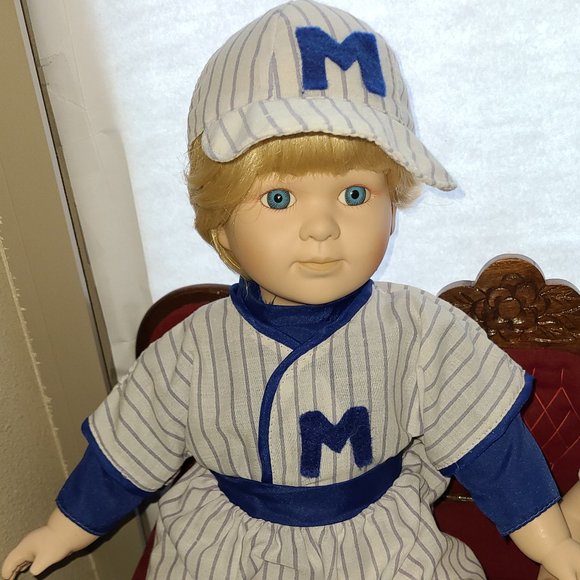 Porcelain Baby Doll Baseball Michael Hand-Painted by Special Moments Brand - Picture 4 of 11
